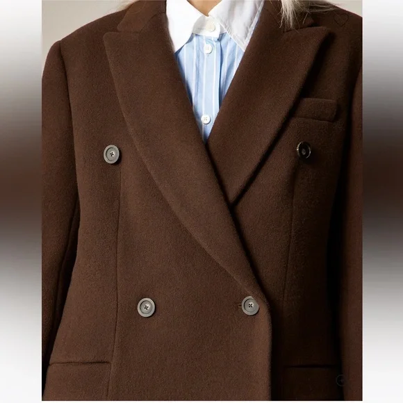 Alex Eagle X J. Crew Double-Breasted Overcoat Dark Brown Size 4 - Picture 5 of 13